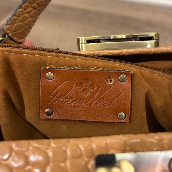 Patricia Nash Nela Croc Embossed Leather Satchel Biscuit Top Handle Crossbody - Picture 10 of 16